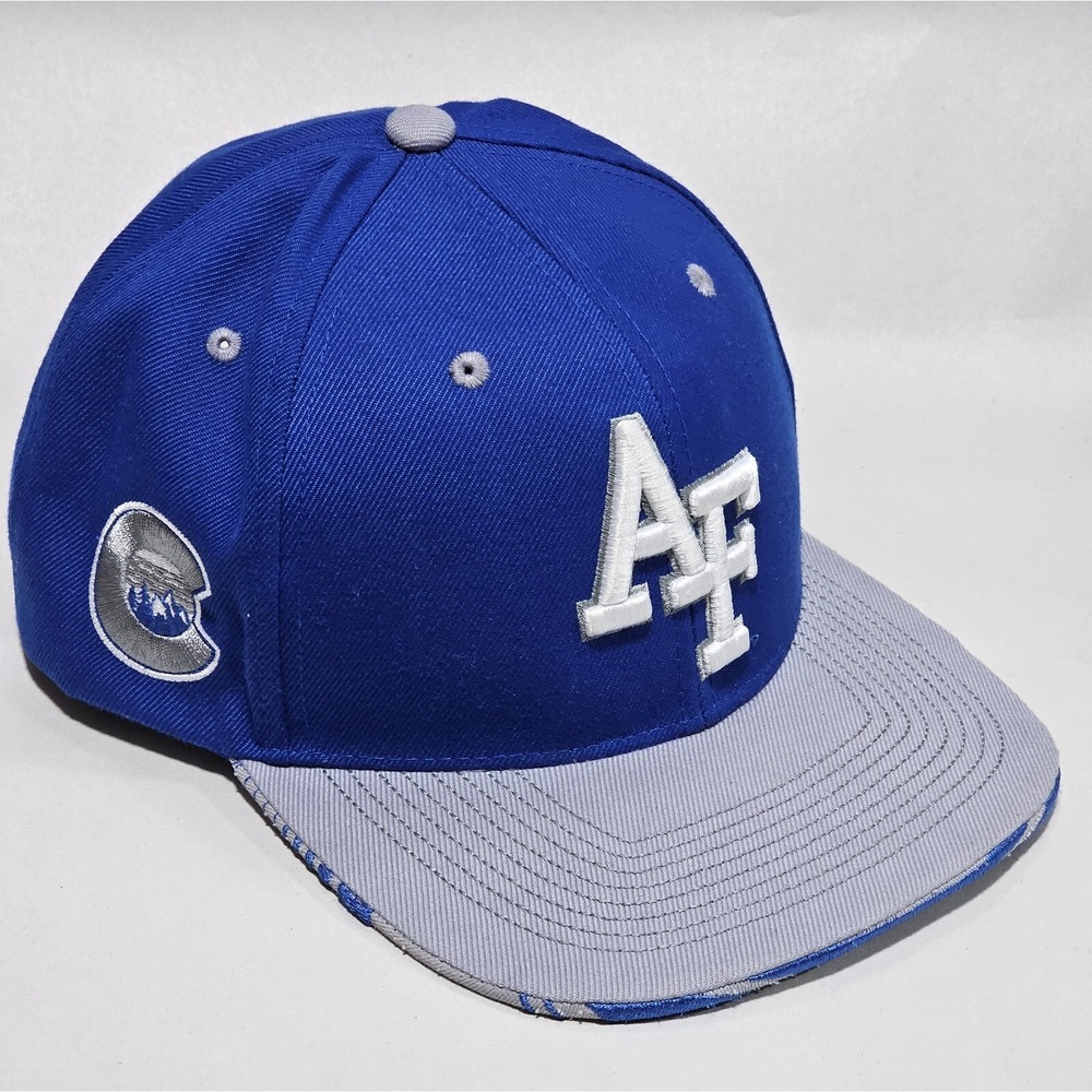 Air Force Falcons Zephyr Snapback Baseball Hat Triple Hit Embroidery Blue Gray‎